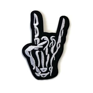 Skeleton Rock On Hand Embroidered Patch